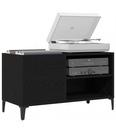 vidaXL Record Cabinet Black Oak 84.5 x 38 x 48 cm Engineered Wood — V0672039656