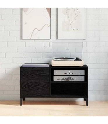 vidaXL Record Cabinet Black Oak 84.5 x 38 x 48 cm Engineered Wood — V0672039656