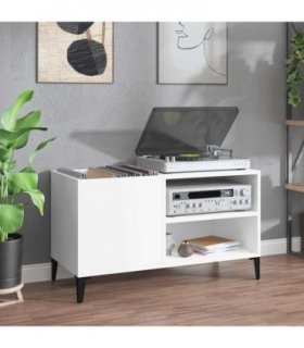vidaXL Record Cabinet White 84.5x38x48 cm Engineered Wood — Size: 84.5 x 38 x 48 cm — V0672039657