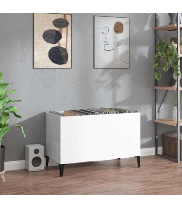 vidaXL Record Cabinet | High-gloss white | Engineered wood, metal | Medium — Colour: high gloss white