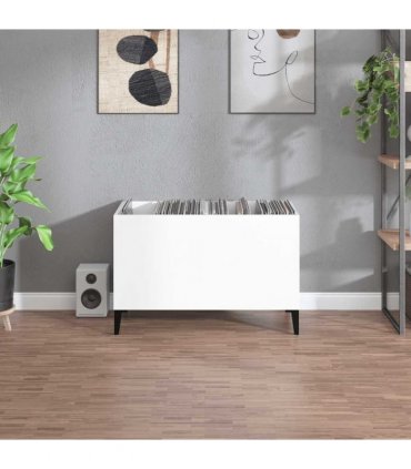 vidaXL Record Cabinet | High-gloss white | Engineered wood, metal | Medium — Colour: high gloss white