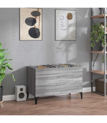 vidaXL Record Cabinet | Grey Sonoma | Engineered wood, Metal | Medium