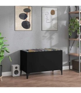 vidaXL Record Cabinet | Black | Engineered Wood, Metal | 74.5 x 38 x 48 cm