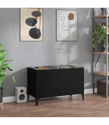 vidaXL Record Cabinet | Black | Engineered Wood, Metal | 74.5 x 38 x 48 cm