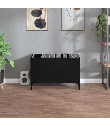 vidaXL Record Cabinet | Black | Engineered Wood, Metal | 74.5 x 38 x 48 cm