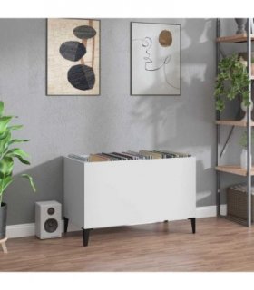 vidaXL Record Cabinet | White | Engineered wood, metal | Medium | Record Cabinet