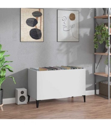 vidaXL Record Cabinet | White | Engineered wood, metal | Medium | Record Cabinet