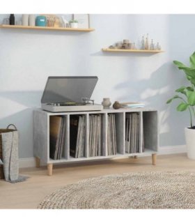 vidaXL Record Cabinet | Concrete Grey | Engineered wood, solid eucalyptus wood