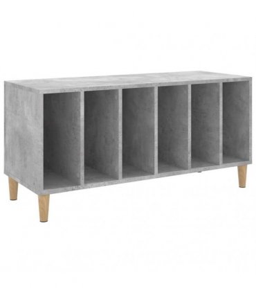vidaXL Record Cabinet | Concrete Grey | Engineered wood, solid eucalyptus wood