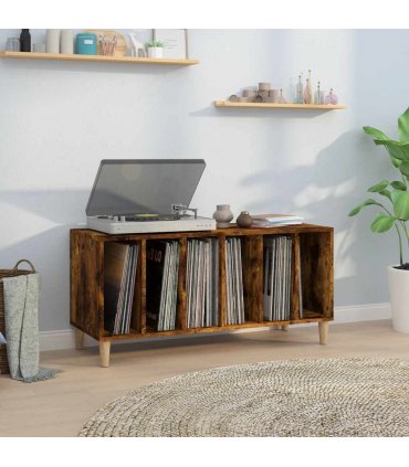 vidaXL Record Cabinet | Smoked Oak | Engineered Wood | Medium | Record Cabinet