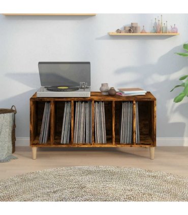 vidaXL Record Cabinet | Smoked Oak | Engineered Wood | Medium | Record Cabinet