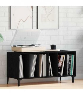 vidaXL Record Cabinet Black Oak 100 x 38 x 48 cm Engineered Wood — V0672039682