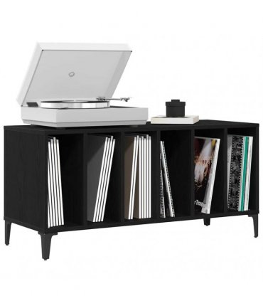 vidaXL Record Cabinet Black Oak 100 x 38 x 48 cm Engineered Wood — V0672039682