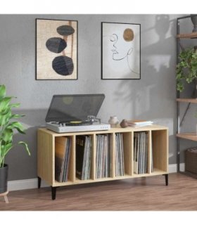 vidaXL Record Cabinet | Sonoma Oak | Engineered Wood, Metal | Medium | Cabinet