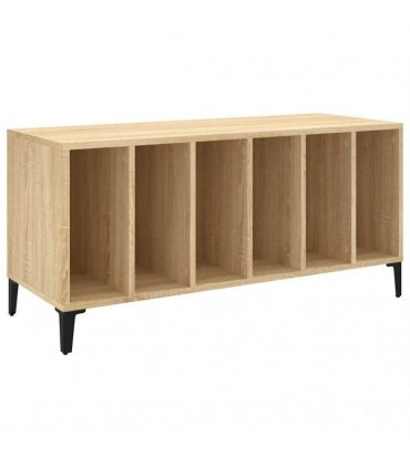 vidaXL Record Cabinet | Sonoma Oak | Engineered Wood, Metal | Medium | Cabinet