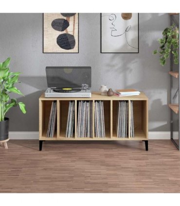 vidaXL Record Cabinet | Sonoma Oak | Engineered Wood, Metal | Medium | Cabinet