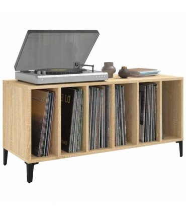 vidaXL Record Cabinet | Sonoma Oak | Engineered Wood, Metal | Medium | Cabinet