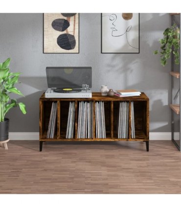vidaXL Record Cabinet Smoked Oak 100x38x48 cm Engineered Wood