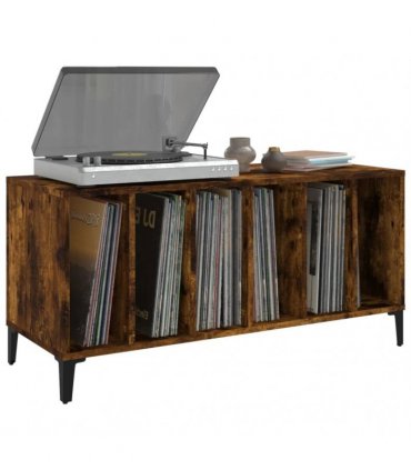vidaXL Record Cabinet Smoked Oak 100x38x48 cm Engineered Wood