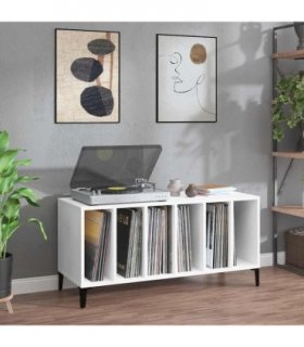 vidaXL Record Cabinet | White | Engineered wood, metal | Medium | Record Cabinet — V0672039688