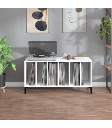 vidaXL Record Cabinet | White | Engineered wood, metal | Medium | Record Cabinet — V0672039688