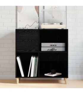 vidaXL Record Cabinet Black Oak 84.5 x 38 x 89 cm Engineered Wood