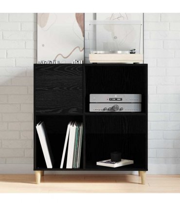 vidaXL Record Cabinet Black Oak 84.5 x 38 x 89 cm Engineered Wood