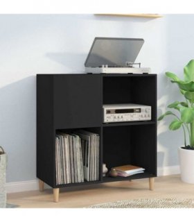 vidaXL Record Cabinet | Black | Engineered wood, solid eucalyptus wood | Medium