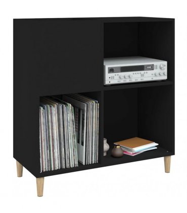 vidaXL Record Cabinet | Black | Engineered wood, solid eucalyptus wood | Medium
