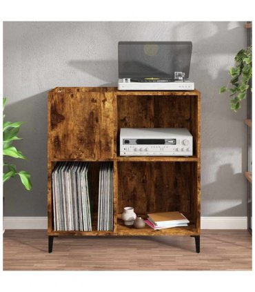 vidaXL Record Cabinet | Smoked oak | Engineered wood, metal | Medium
