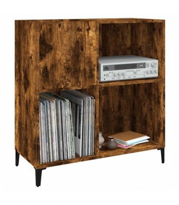 vidaXL Record Cabinet | Smoked oak | Engineered wood, metal | Medium