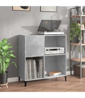 vidaXL Record Cabinet | Concrete grey | Engineered wood, Metal | Medium