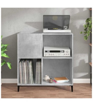 vidaXL Record Cabinet | Concrete grey | Engineered wood, Metal | Medium