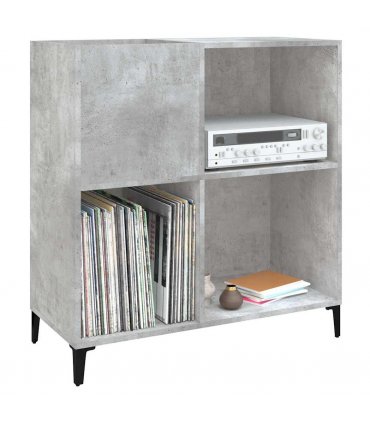 vidaXL Record Cabinet | Concrete grey | Engineered wood, Metal | Medium