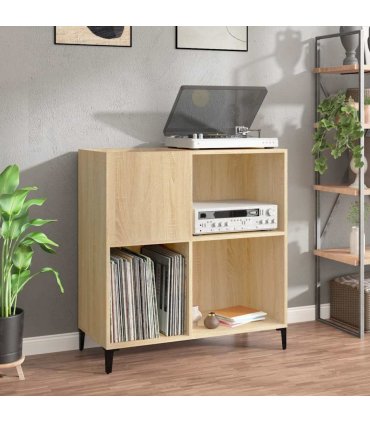 vidaXL Record Cabinet | Sonoma oak | Engineered wood, metal | 84.5 x 38 x 89 cm