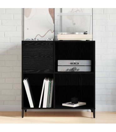 vidaXL Record Cabinet Black Oak 84.5 x 38 x 89 cm Engineered Wood — V0672039709