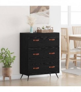 vidaXL Chest of Drawers Black Oak 69.5 x 34 x 90 cm Engineered Wood