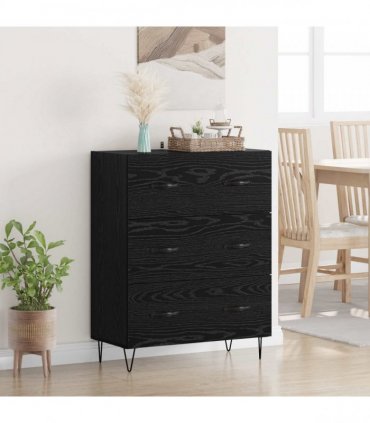 vidaXL Sideboard Black Oak 69.5 x 34 x 90 cm Engineered Wood and Iron — V0672039813