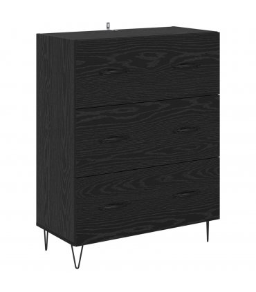 vidaXL Sideboard Black Oak 69.5 x 34 x 90 cm Engineered Wood and Iron — V0672039813