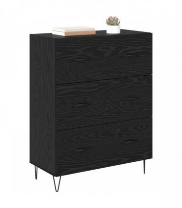 vidaXL Sideboard Black Oak 69.5 x 34 x 90 cm Engineered Wood and Iron — V0672039813