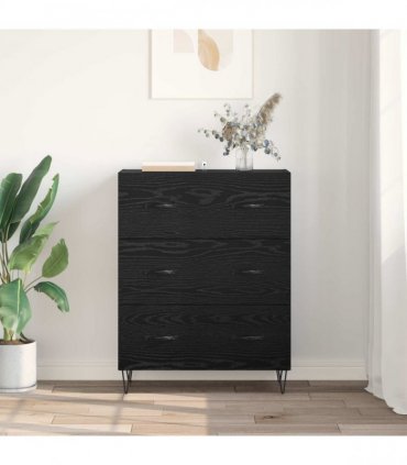 vidaXL Sideboard Black Oak 69.5 x 34 x 90 cm Engineered Wood and Iron — V0672039813