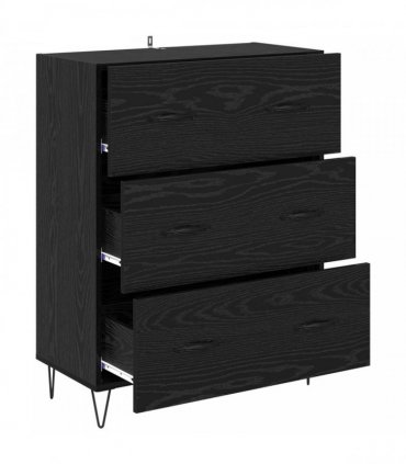 vidaXL Sideboard Black Oak 69.5 x 34 x 90 cm Engineered Wood and Iron — V0672039813