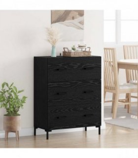 vidaXL Sideboard Black Oak 69.5 x 34 x 90 cm Engineered Wood and Iron — V0672039823