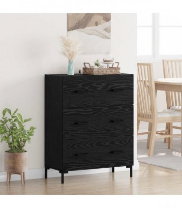 vidaXL Sideboard Black Oak 69.5 x 34 x 90 cm Engineered Wood and Iron — V0672039823