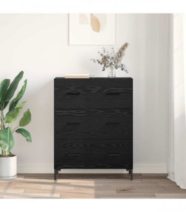 vidaXL Sideboard Black Oak 69.5 x 34 x 90 cm Engineered Wood and Iron — V0672039823