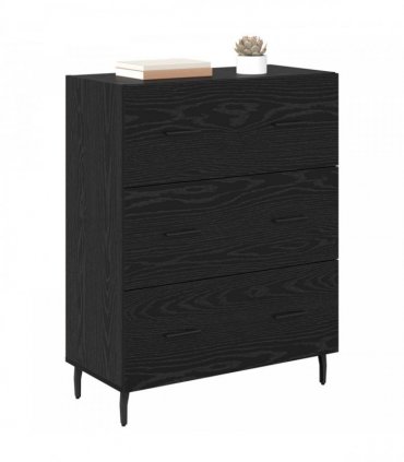vidaXL Sideboard Black Oak 69.5 x 34 x 90 cm Engineered Wood and Iron — V0672039838