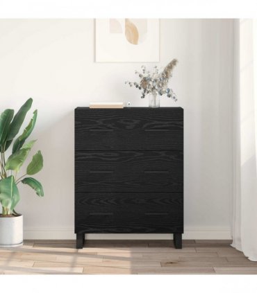 vidaXL Sideboard Black Oak 69.5 x 34 x 90 cm Engineered Wood and Iron — V0672039848