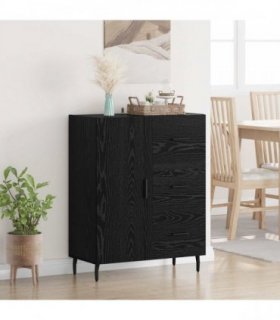 vidaXL Sideboard Black Oak 69.5 x 34 x 90 cm Engineered Wood and Iron — V0672039878