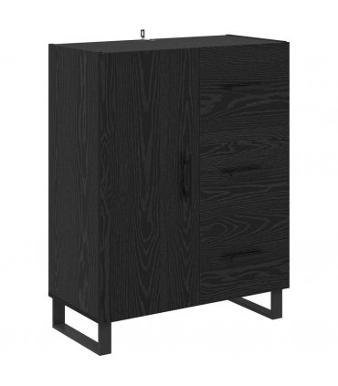 vidaXL Sideboard Black Oak 69.5 x 34 x 90 cm Engineered Wood and Iron — V0672039885