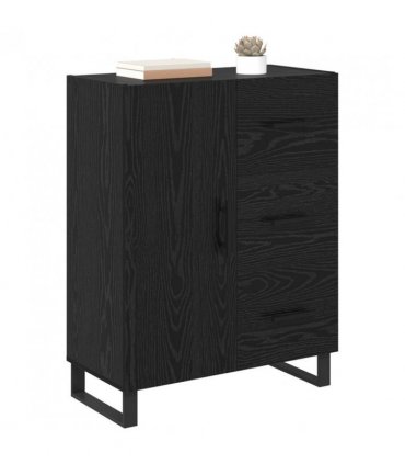 vidaXL Sideboard Black Oak 69.5 x 34 x 90 cm Engineered Wood and Iron — V0672039885
